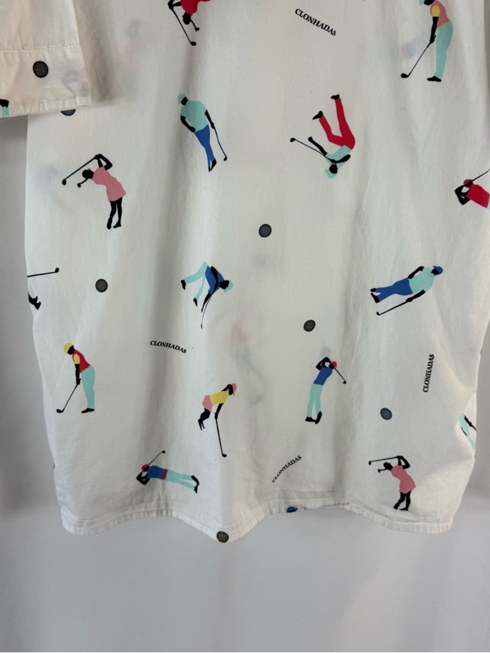 Clonhadas Men’s White Short-Sleeve Golf Print Shirt, Pijamas Size: M 100% cotton - Picture 12 of 13